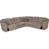 Campbell Power Reclining Sectional Sofa w/ Left Side Console in Platinum Brown Fabric